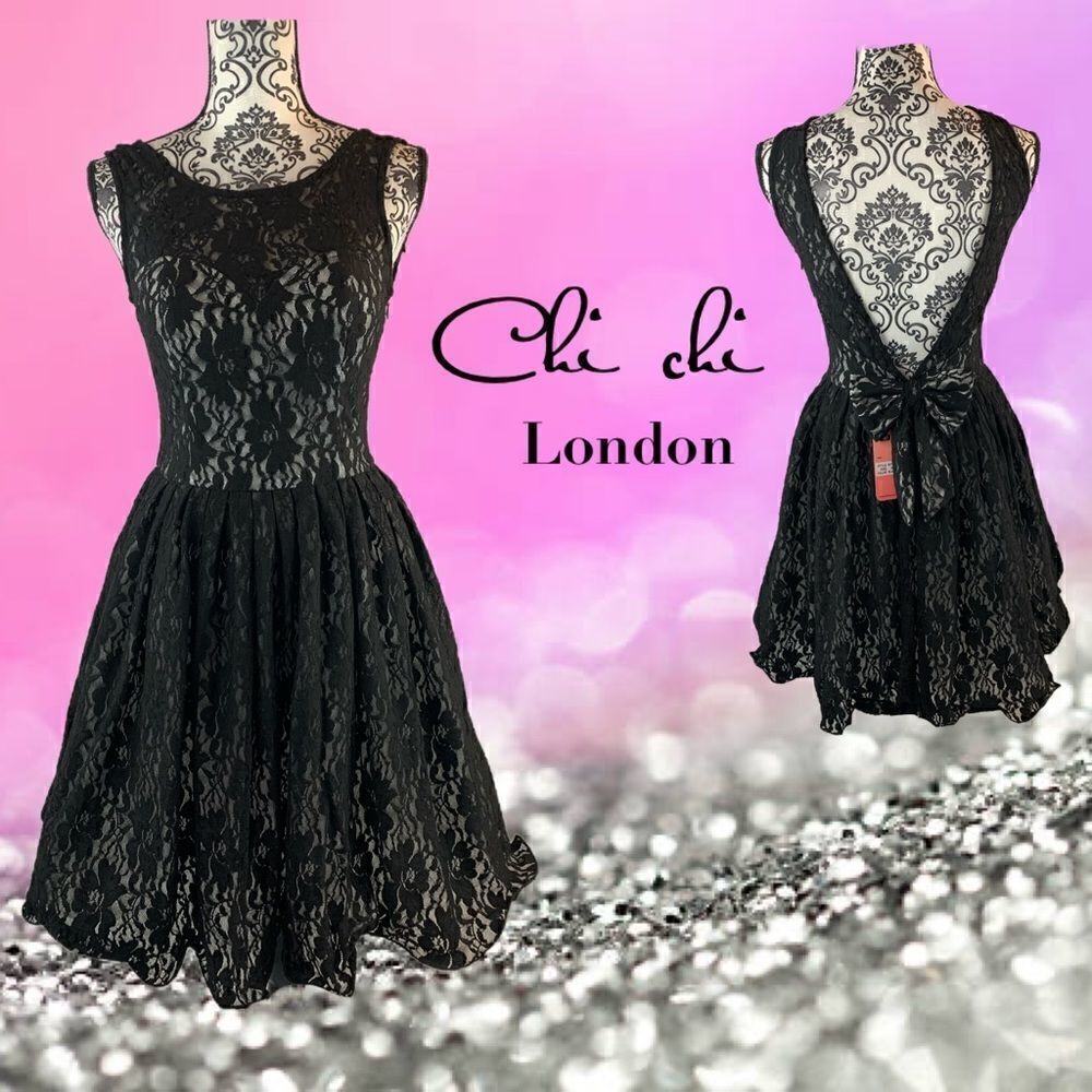 Chi chi London Black lace dress sz 4 - Picture 4 of 12